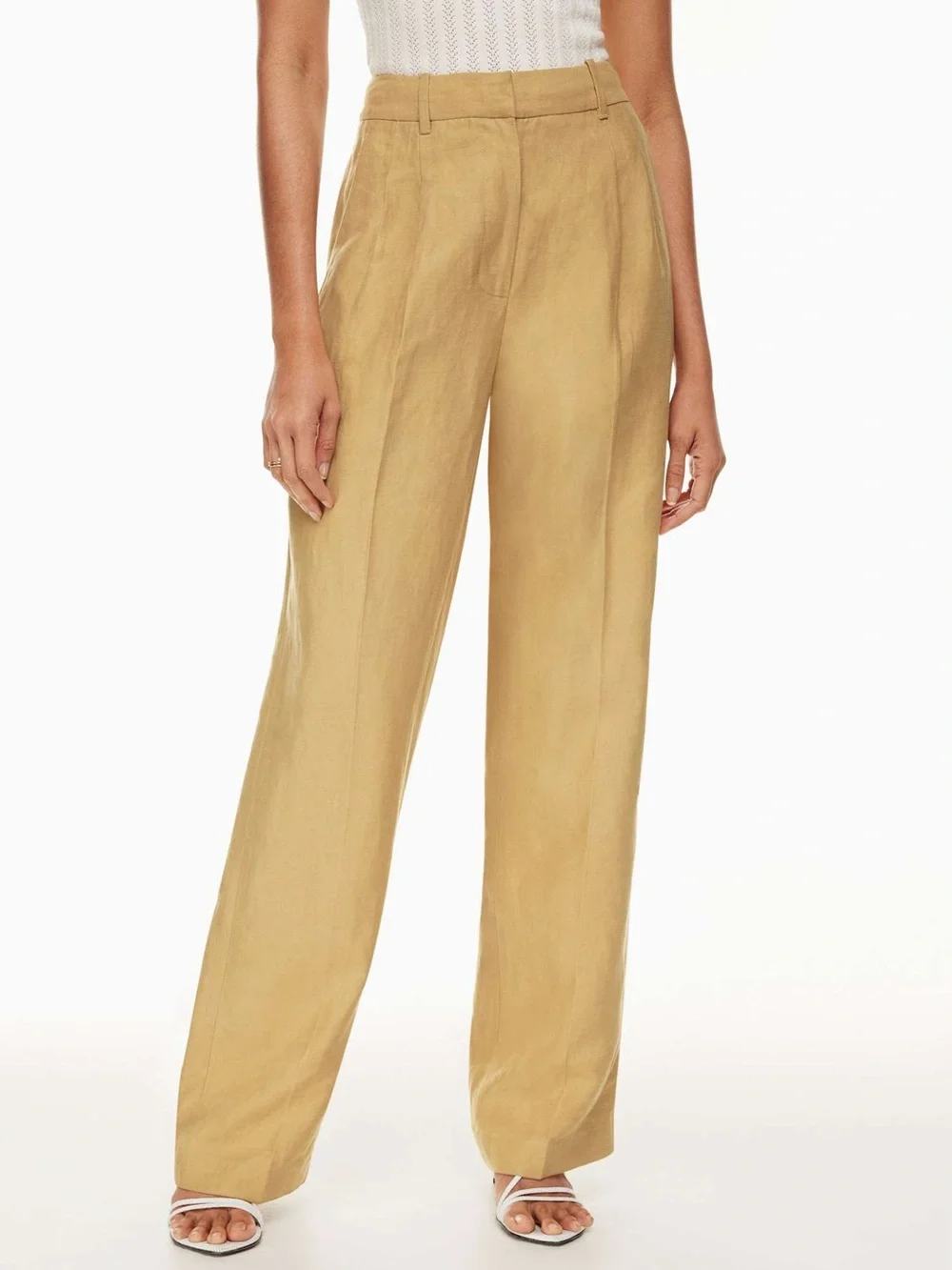 ARITZIA Wilfred High-Rise Pleated Pants in Mustard Yellow